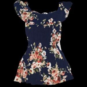 Girl’s Kids Floral Spring Dress Navy Blue sz L
